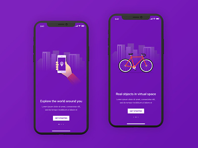 RealScape Onboarding Concept app iphone material onboarding purple