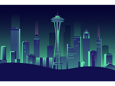 Seattle Skyline from Kerry Park design flat illustration vector