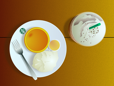 American Still Life #2 - Starbucks Table design flat illustration vector