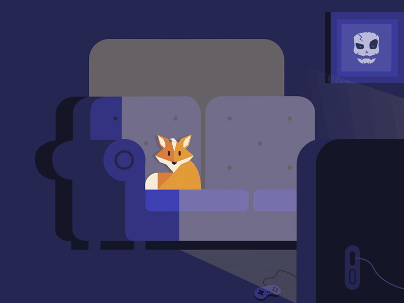 Fox watching TV fox gaming illustration twitch