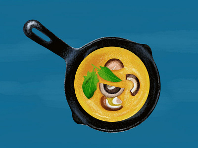 Delicious Food 04 black green leaf mushroom orange pot pumpkin soup yellow