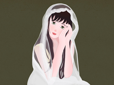 A girl in a wedding dress