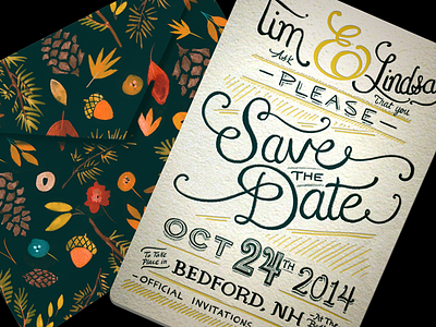 Save the Date engagement envelope handlettered invitation invite lettering letterpress save the date typography wedding