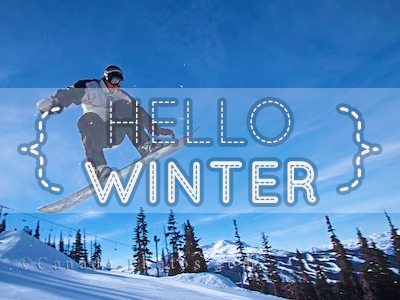 Hello Winter blue snowboarding winter