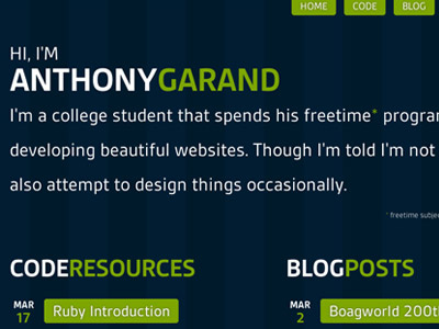 New anthonygarand.com Preview blue green open simple website