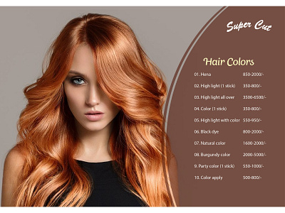 Supercut hair color menu design graphic design illustration