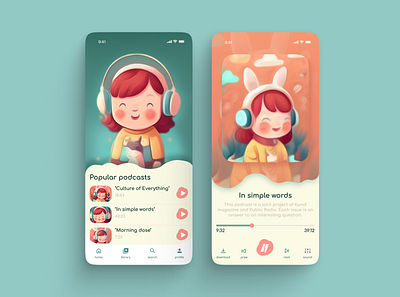 Podcast for children's app design illustration