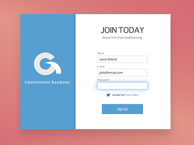 Day 1 of #100DaysOfUI banking day one gradients illustrator panel signup ui