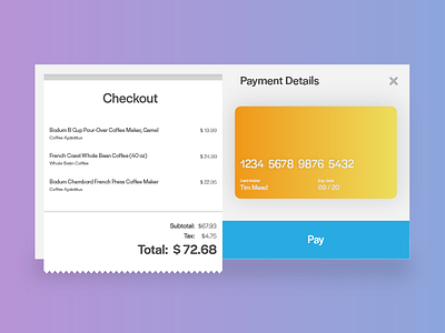 Day 2 of #100DaysOfUI checkout credit card day two gradients illustrator panel receipt ui