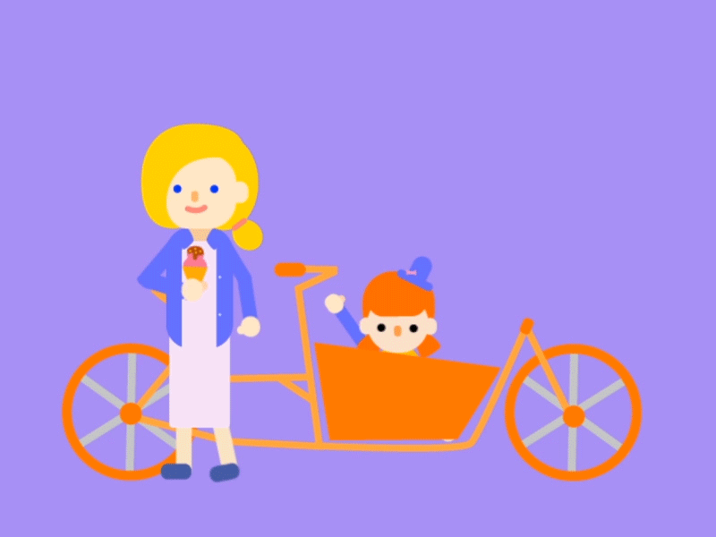 Family Bike 2d ae animation bike cargo cycling gif girl