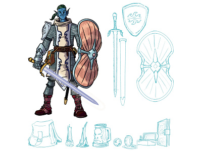 Triton Paladin character design illustration