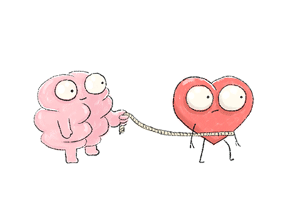 Hold on to your heart. brain brainvsheart cyte funny heart lisa vertudaches love mind over matter silly walk cycle