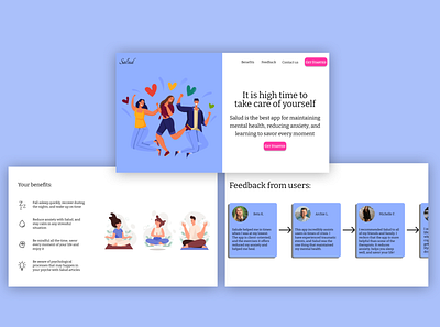 Calm Landing Page for Mental Health Application calm design landing page meninmalistic modern ui ux web design