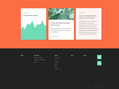 Footer blog cards footer web design