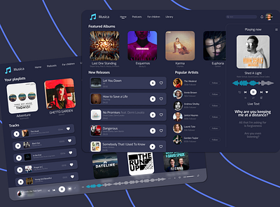 Music Player Dashboard app design ui ux