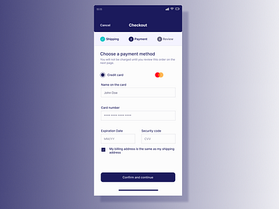 Credit card Checkout challenge dailyui002 ui