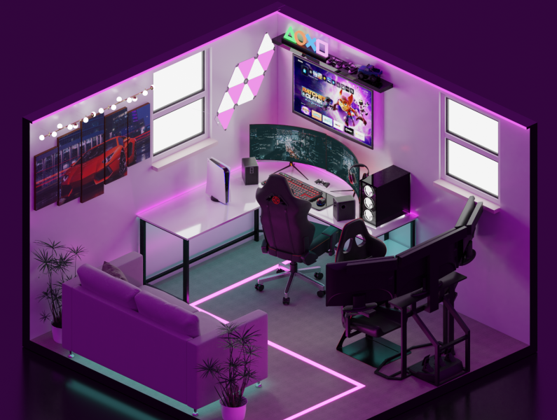 isometric-gaming-room-by-aayush-chandna-on-dribbble