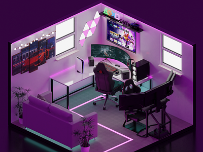 Isometric gaming room