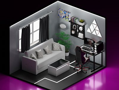 Isometric gaming room