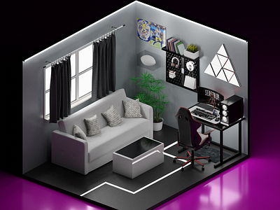 Isometric gaming room