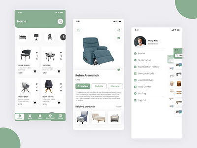 Furniture mobile app app design chair clean decore ecommerce figma furniture app furniture mobile app interior ios minimalist mobile app product design uiux