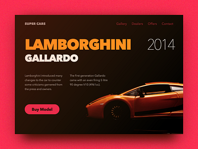 Landing Page car card shadow site type typography web