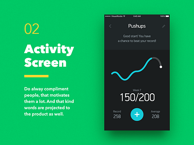 Weekly Goals — Activity Screen android chart clean dark flat graph ios iphone material mobile progress sport