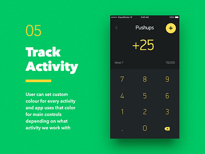 Weekly Goals — Track Activity Screen android clean dark flat ios iphone keyboard material mobile numeric numpad sport