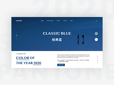 THE PANTONE COLOR OF THE YEAR 2020 banner blue branding color design homepage typography ui ux web webdesign
