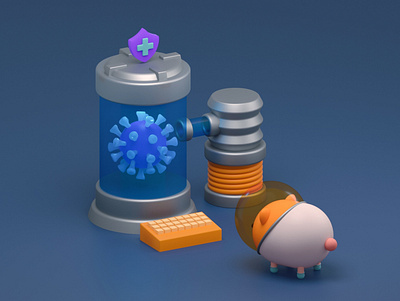 Piggies & Virus 3 3d art blender character design drawing illustration laboratory pig virus