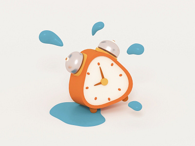 Sweating Little Clock 3d art blender character clock design drawing illustration sweating