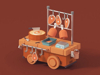 Raw Meat Truck 3d art blender character design drawing illustration meat raw truck