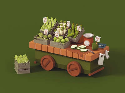 Vegetable Truck 3d art blender character design drawing illustration truck vegetable