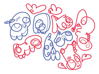 #21 Doodle blue doodle lines red