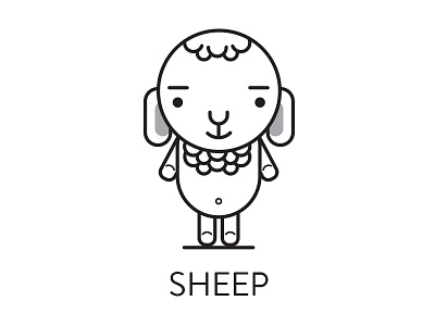 #30 Sheep black digital freelance illustrator illustration illustrator line sheep vector white