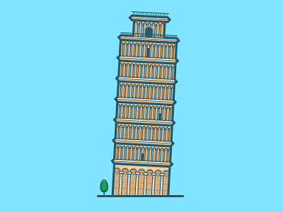 #35 The Leaning Tower of Pisa architecture building digital freelance illustrator illustration illustrator italy leaning pisa tower vector