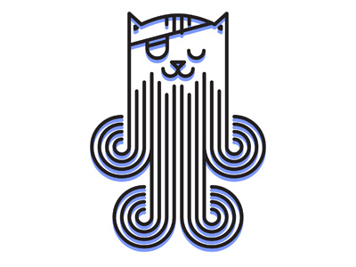Cat Pirate 2d black blue cat character design freelance illustrator illustration logo pirate simple vector