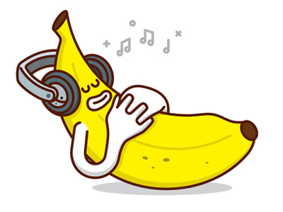 Cool Banana 2d banana brown character clean design freelance illustrator headphones illustration music vector yellow