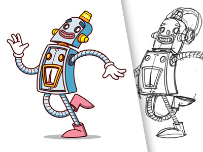 Robot 2d character clean design freelance illustrator illustration illustrator robot vector walking