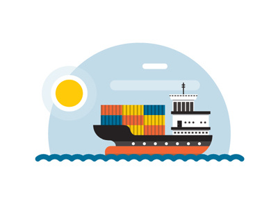 Container Ship 2d clean container design freelance illustrator icon illustration illustrator sea ship simple vector