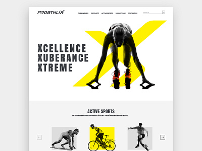 Sports Brand Homepage clean homepage modern sports website yellow