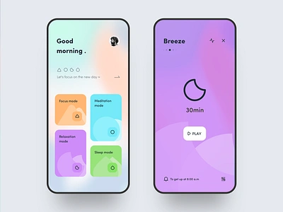 Meditation APP 🧘‍♀️ app card color icon illustration meditation sleep ue ui ux