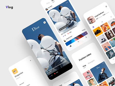 Volog APP 🦋 app branding card design dragonlee icon mobile typography ue ui vlog vlogger