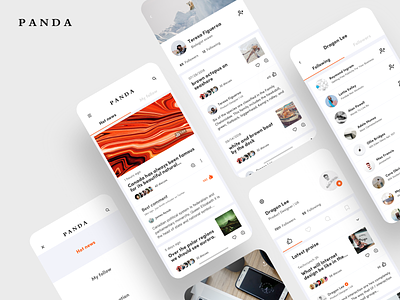 PANDA NEWS 🐼 app card design dragonlee icon mobile news typography ue ui ux