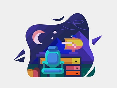 Inspiration At Night design dragonlee illustration inspiration invites moon night ue ui ux web