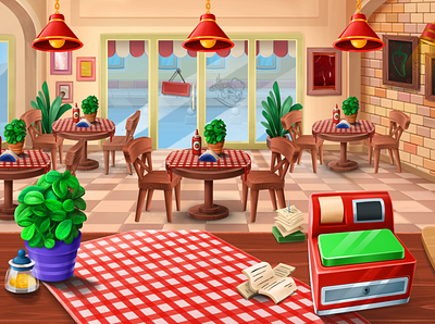 Pizza Game Art cartoon concept art cook cooking game food game art illustration kitchen game mobile game mobile game art pizza game restaurant saloon