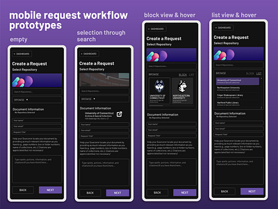 mobile request workflow prototypes academic app design interface minimal mobile page request single single page streamline ui ux web web app workflow