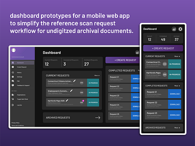 mobile-web app dashboard prototypes