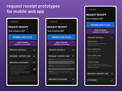 mobile request receipt prototypes app dashboard design interface mobile request ui