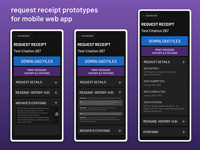 mobile request receipt prototypes